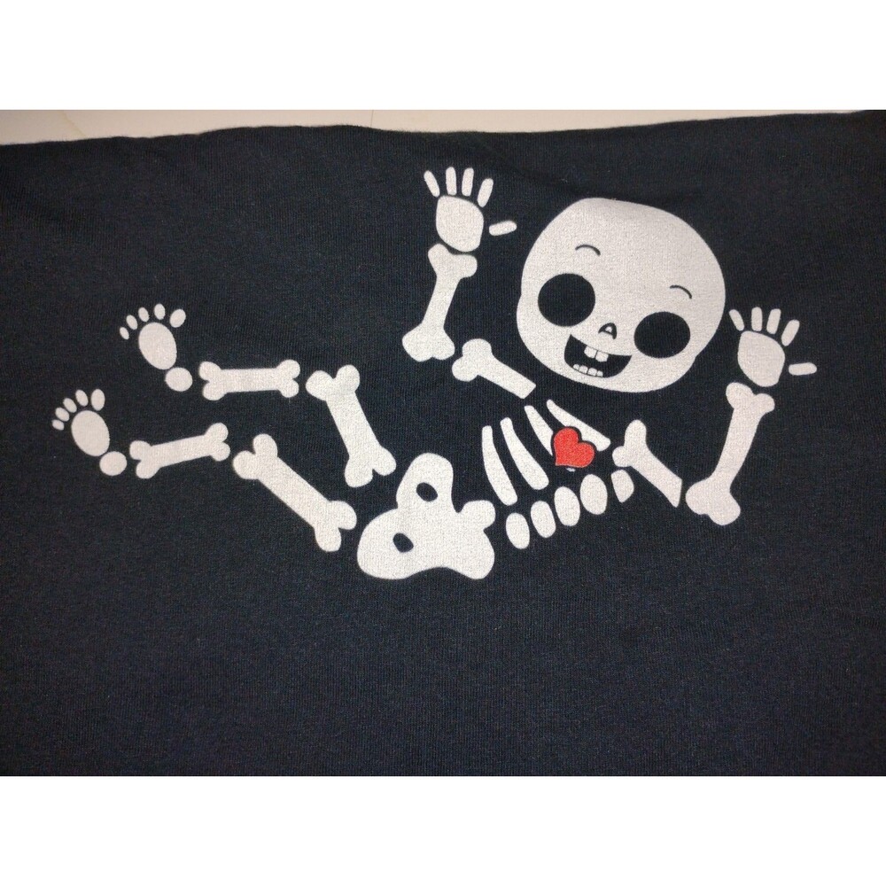 Woman's Maternity Halloween Top with Skelleton Design Size XL Day of the Dead